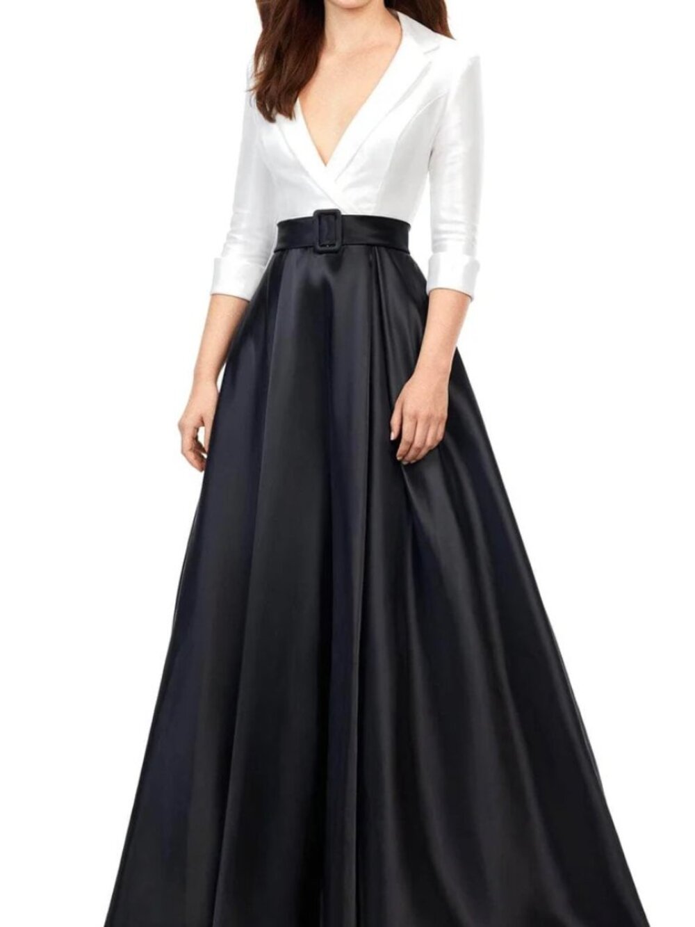 NWT Ashley Lauren 11326 Satin Ballgown Mother of the Bride Ivory/Black Size 10